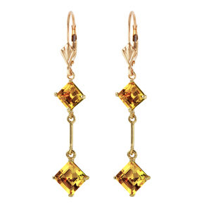 14K. SOLID GOLD LEVERBACK EARRINGS WITH CITRINES (Yellow Gold)